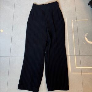 Liz Claiborne Black Pinstripe Wide-Leg Trousers